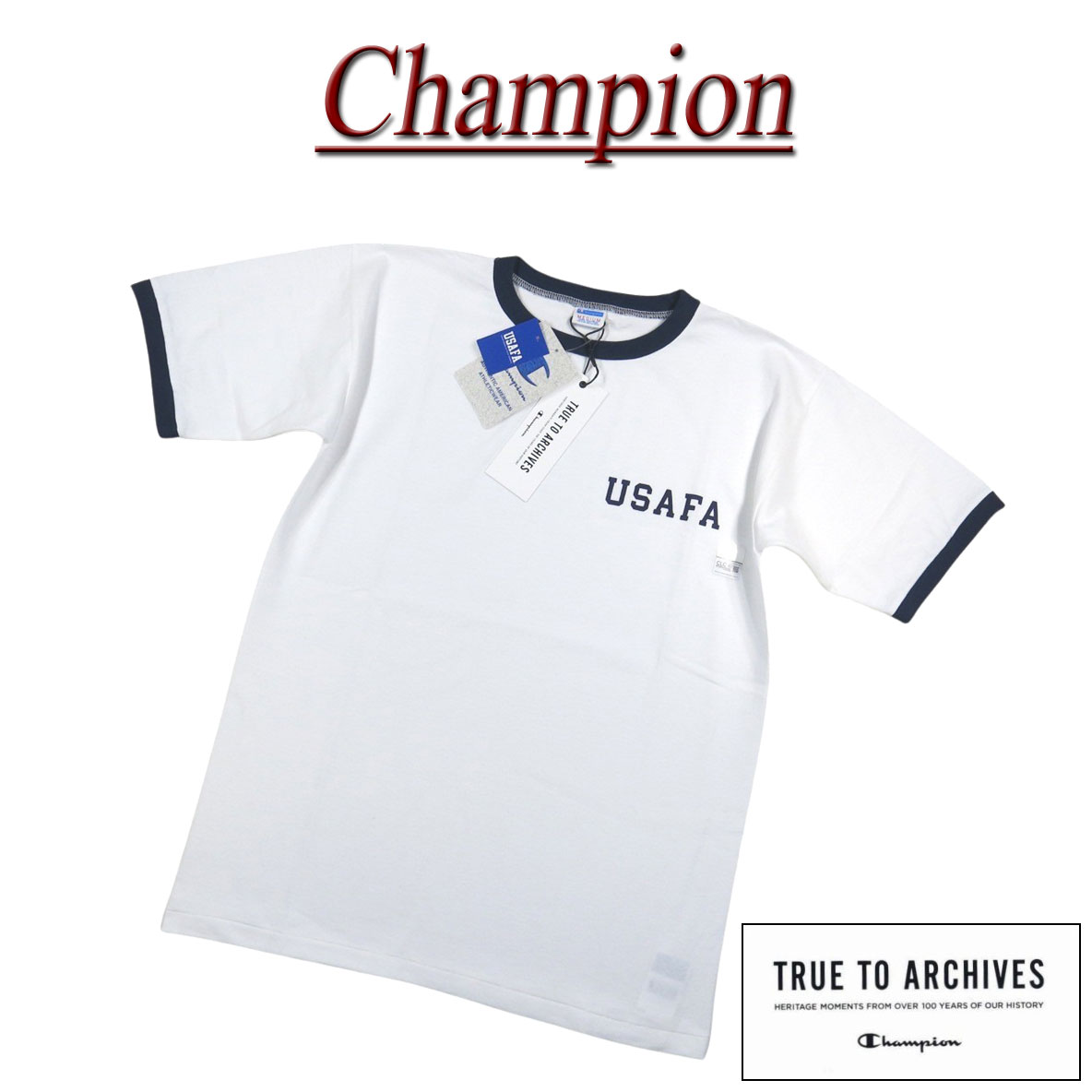 Rakuten - 【4/28再入荷! 2026春夏 4サイズ】 ji211 新品 Champion TRUE TO ARCHIVES 日本製 70-80’s ビンテージ 復刻モデル バータグ USAFA 半袖 リンガーTシャツ C3-X336 メンズ チャンピオン 米空軍士官学校 PLEBE SHORT SLEEVE トリコロール Made in JAPAN【smtb-kd】