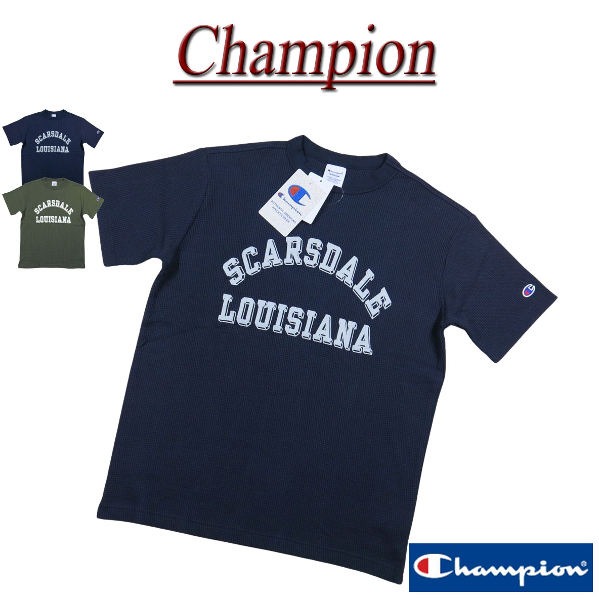 Rakuten - 【4/28再入荷! 2026春夏 2色4サイズ】 ji251 新品 Champion トリコロールタグ USAコットン カレッジプリント サーマル 半袖 Tシャツ C3-D349 メンズ チャンピオン ラバープリント ワッフル アメリカ綿 COTTON USA ティーシャツ トリコタグ 【smtb-kd】