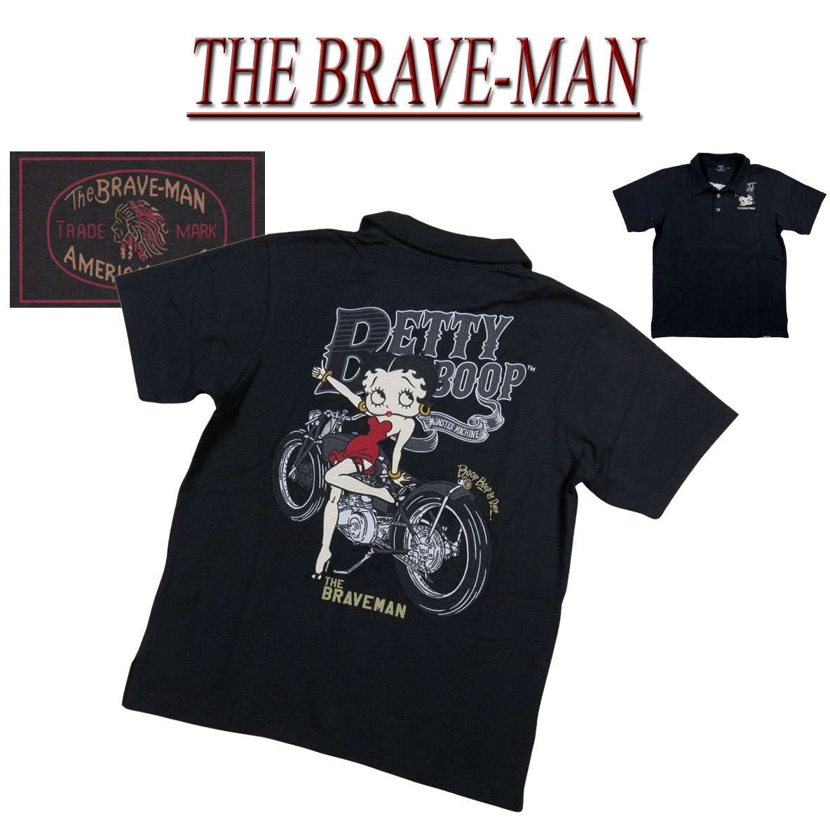 【4サイズ】 ne291 新品 THE BRAVE-MAN × BETTY BOOP ザ・ブレイブマン × ベティ・ブープ コラボ 半袖 ポロシャツ BBB-2516 メンズ SHORT SLEEVES POLO-SHIRT 【smtb-kd】
