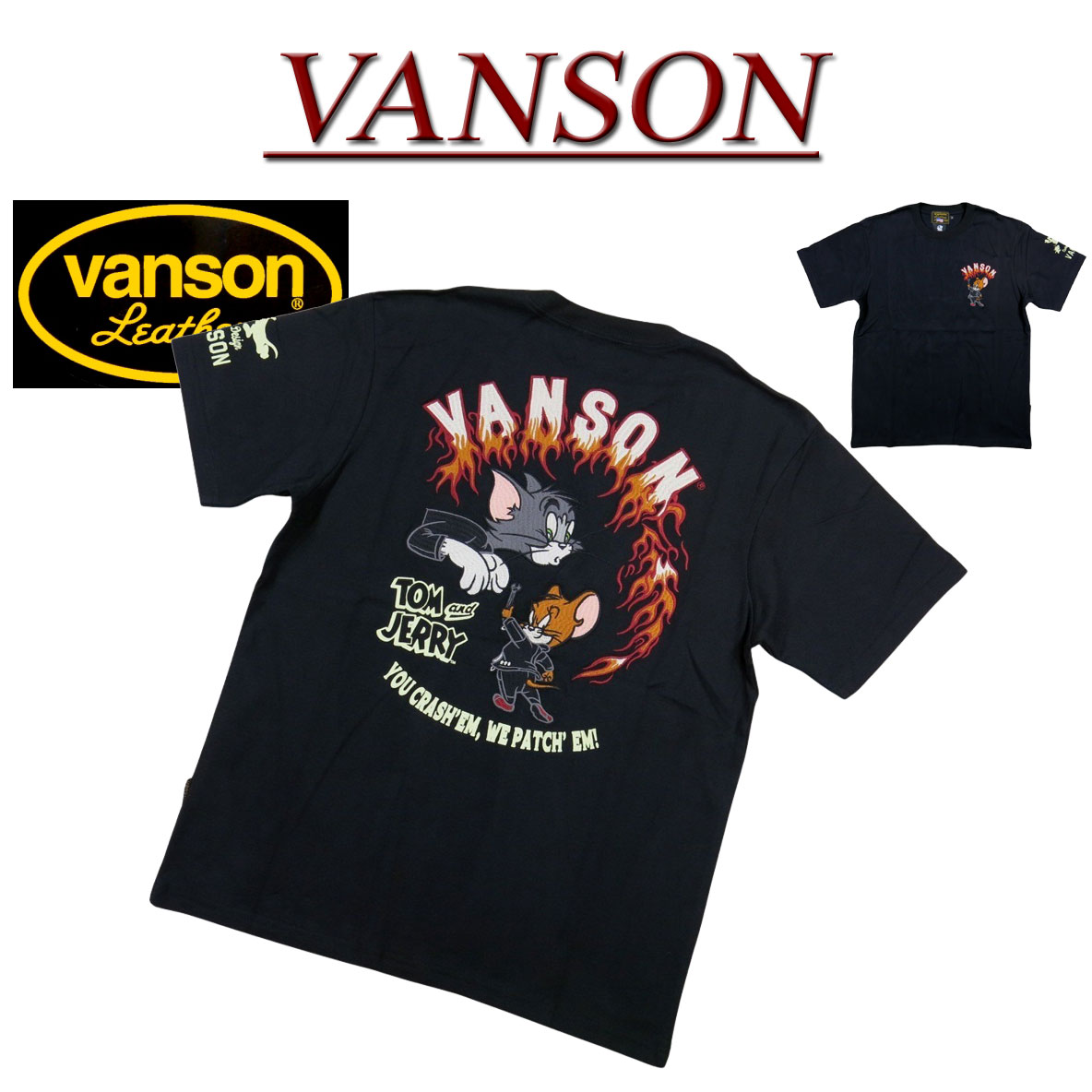 Rakuten - 【4サイズ】 ne311 新品 VANSON × TOM & JERRY コラボ 刺繍 半袖 Tシャツ TJV-2519 メンズ バンソン × トムとジェリー ティーシャツ ヴァンソン 【smtb-kd】