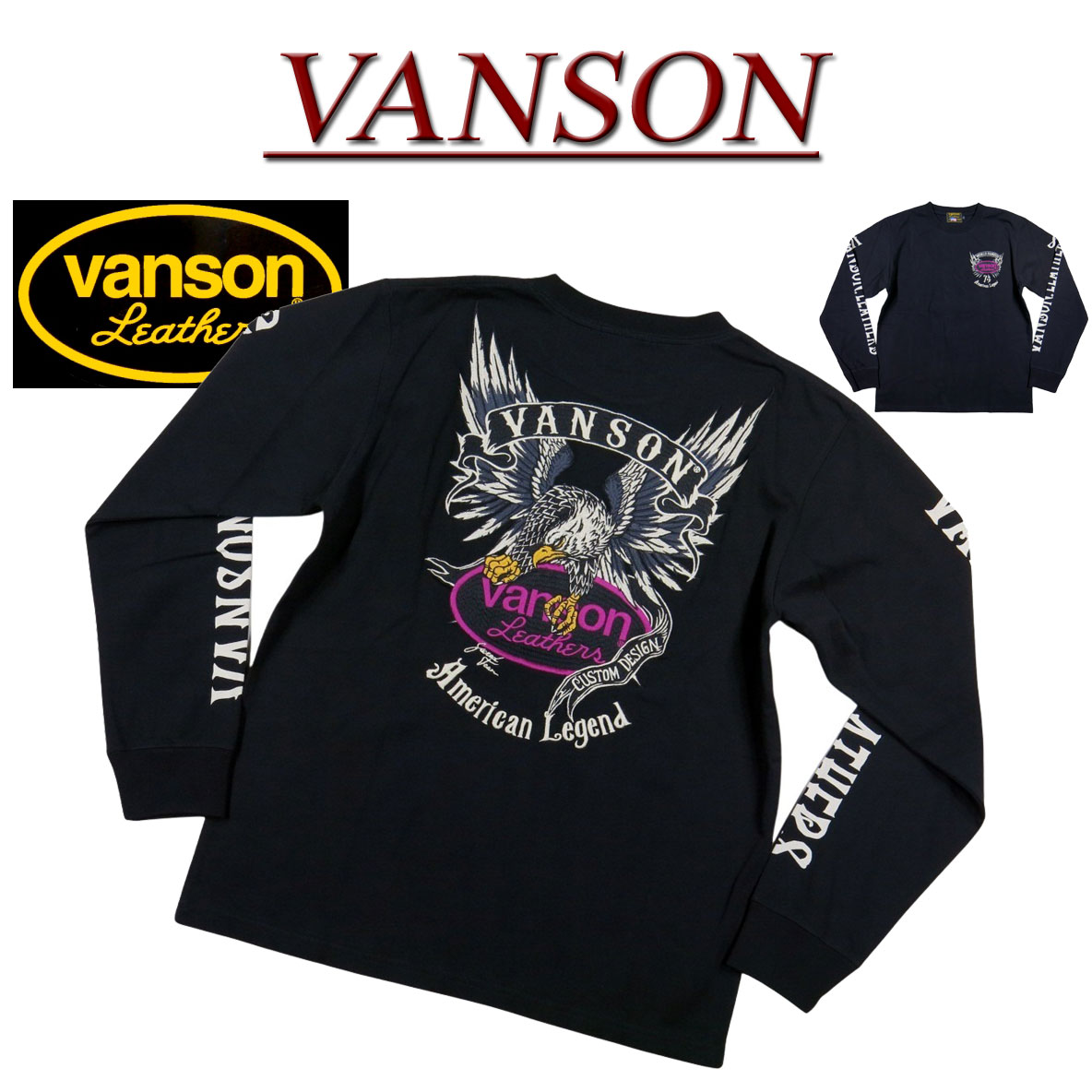 Rakuten - 【2025秋冬 4サイズ】 ne432 新品 VANSON アメリカンイーグル刺繍 ロンT NVLT-2509 メンズ バンソン AMERICAN EAGLE LONG SLEEVES T-SHIRT 長袖 Tシャツ ヴァンソン ロンティー 【smtb-kd】