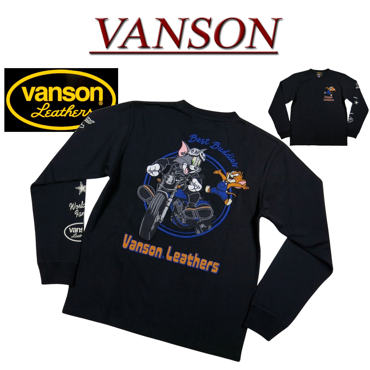 Rakuten - 【2025秋冬 4サイズ】 ne482 新品 VANSON × TOM & JERRY コラボ トムとジェリー刺繍 ロンT TJV-2530 メンズ バンソン 長袖 Tシャツ ヴァンソン ロンティー 【smtb-kd】