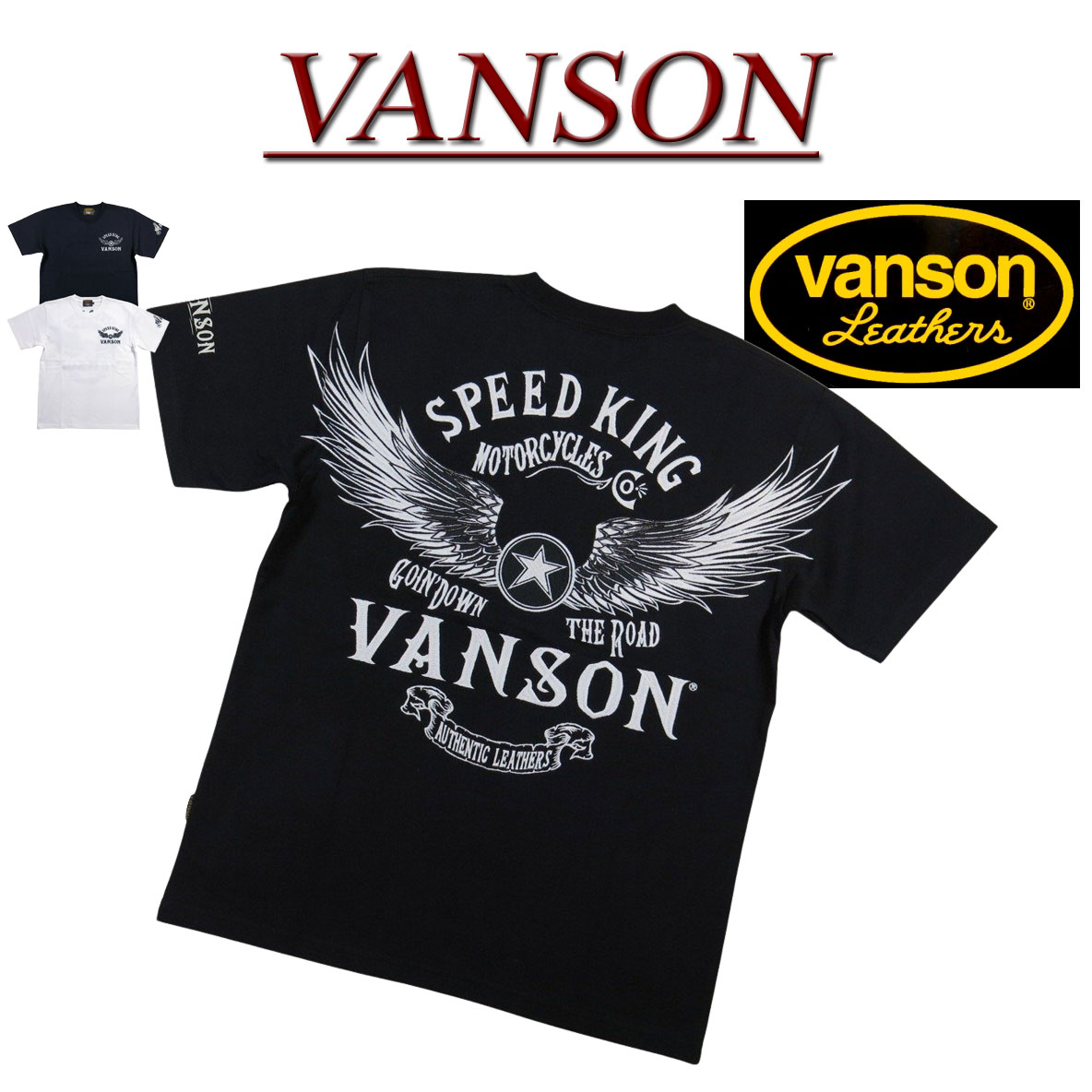 Rakuten - 【2色4サイズ】 ne591 新品 VANSON フライングスター刺繍 半袖 Tシャツ NVST-001 メンズ バンソン FLYING STAR SHORT SLEEVES T-SHIRT ティーシャツ ヴァンソン 【smtb-kd】