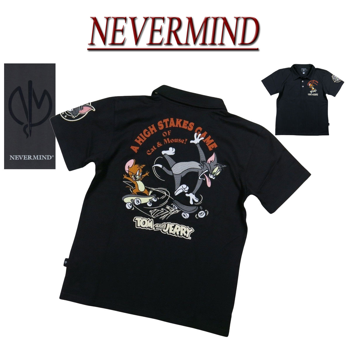 Rakuten - 【2026春夏 4サイズ】 ne641 新品 NEVERMIND × TOM & JERRY コラボ刺繍 半袖 ポロシャツ TJN-2610 メンズ ネバーマインド トムとジェリー プリント ワッペン付 ヴァンソン 【smtb-kd】