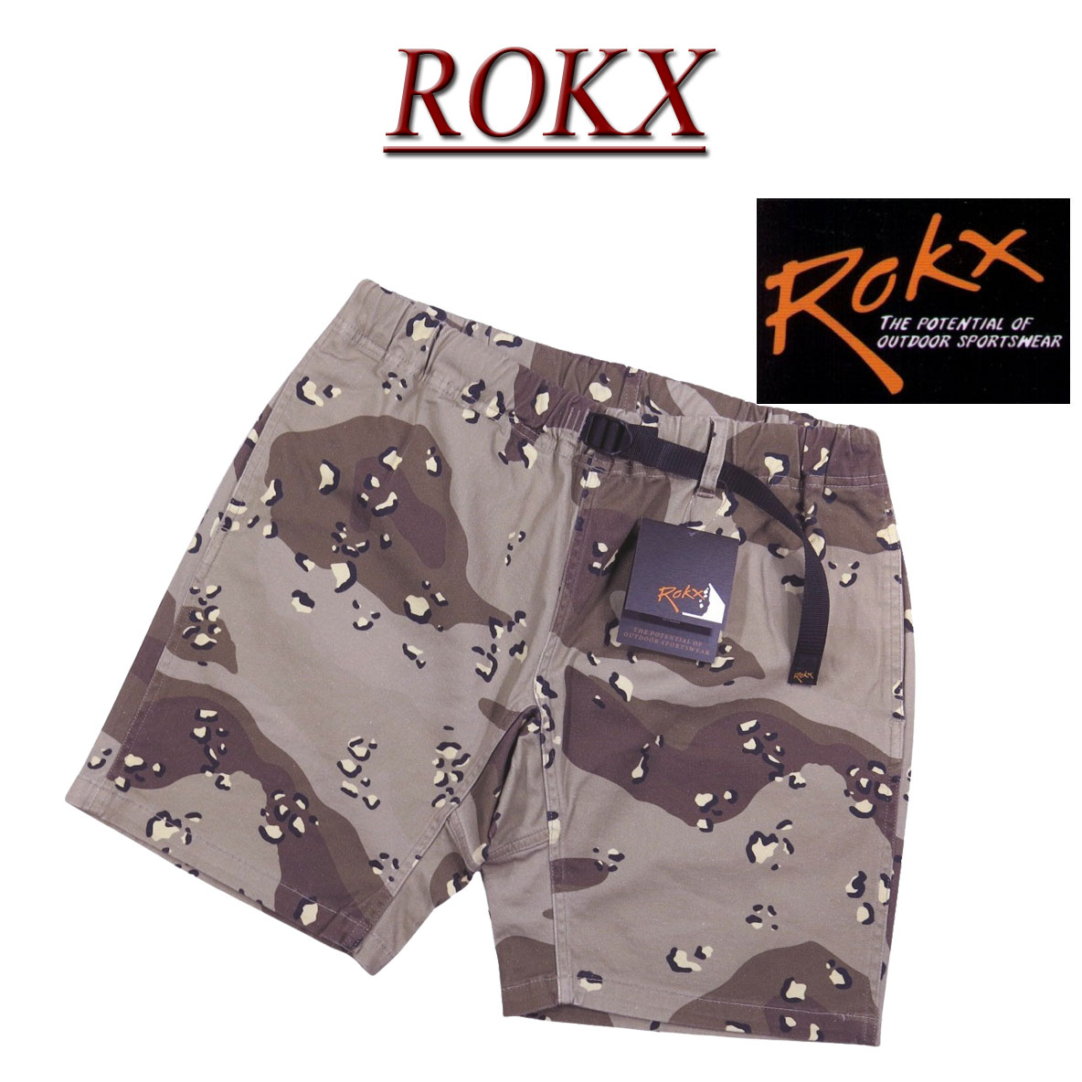 Rakuten - 【5/26再入荷! 定番 4サイズ】 ry374 新品 ROKX ロックス MG CAMOUFLAGE SHORT デザートカモフラージュ コットンストレッチ ショートパンツ RXMS193028 メンズ デザート カモ 迷彩柄 クライミングパンツ ハーフパンツ ショーツ 【smtb-kd】