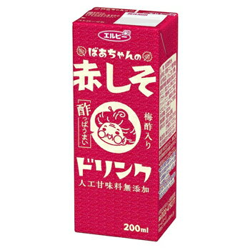 赤紫蘇と梅酢を使用した自然な健康感 名　称 エルビー　ばあちゃんの赤しそドリンク200ml×24本入 内容量 200ml×24本 原材料名 果糖ぶどう糖液糖、りんご酢、砂糖、調味酢(梅酢、醸造酢、食塩)、はちみつ、シソ葉エキス、酵母エキスパウダー/着色料(アロニア果汁、アントシアニン)、酸味料、香料、ビタミンC、(一部にりんごを含む) 成分組成 栄養成分表示(100mlあたり)エネルギー40kcal、たんぱく質0g、脂質0g、炭水化物10g、食塩相当量0.1g 賞味期限 (メーカー製造日より)180日 配送方法 保存方法 常温保存可能 常温を超えない温度で保存してください。 ●その他ヴァーム商品⇒ &#9679;スーパーヴァーム(200ml×30本)×3ケース⇒ &#9679;ヴァームゼリー(180g×24本)×2ケース⇒小さい頃におばあちゃんが丹精込めて作ってくれた紫蘇ドリンクを、手軽に懐かしさを感じながら飲むことができます。赤紫蘇と梅酢を使用し、人工甘味料不使用で仕上げた自然な味わいが特長です。