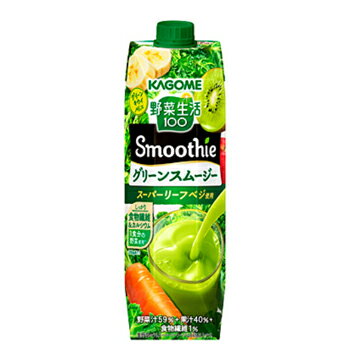 カゴメ　野菜生活100 Smoothie グリーンスムージー 1000g紙パック 6本入【2ケース】 〔野菜ジュース ス..