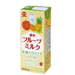 毎日牛乳　毎日フルーツミルク　200ml× 24本入/4ケース　紙パック〔リンゴ フルーツ 果汁 りんご ミルク milk 乳飲料〕
