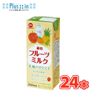 毎日牛乳　毎日フルーツミルク　200ml× 24本入/2ケース　紙パック〔リンゴ フルーツ 果汁 りんご ミルク milk 乳飲料〕