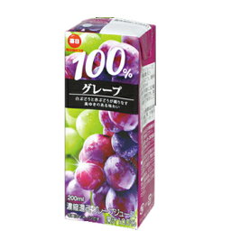 毎日牛乳 100％グレープ　200ml× 24本入　紙パック〔100% グレープ フルーツ 果汁 ぶどう 葡萄 grape フルーツジュース〕