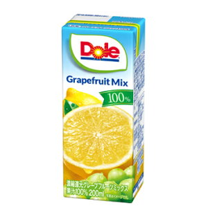 雪印 メグミルク　Dole グレープフルーツミックス100％　LL200ml×18本入　紙パック　送料無料　〔ドール　果汁100％ フルーツジュース グレープフルーツジュース〕