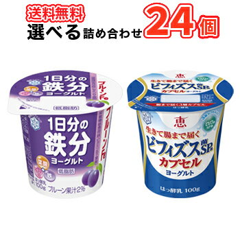雪印　メグミルク2種類から選べるセット100g×12コ/2ケース 食べるタイプ（クール便）恵 megumi ビフィズス菌SP株カプセルヨーグルト/プルーンFe 1日分の鉄分ヨーグルト 送料無料