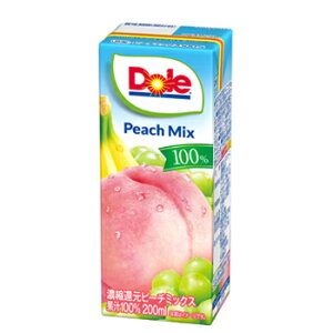 雪印　メグミルク　Dole ピーチミックス100％　LL200ml×18本入　紙パック　送料無料　〔ドール　果汁100％ フルーツジュース ピーチミックスジュース 桃ジュース〕