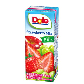 雪印 メグミルク Dole ストロベリーミックス100％ LL200ml×18本入 紙パック 〔ドール 果汁100％ フルーツジュース ストロベリーミックスジュース〕