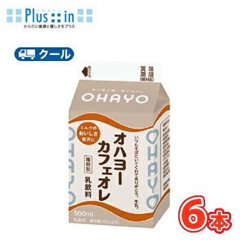 オハヨー　カフェオレ【500ml×6本入】　クール便　　〔オハヨー乳業　クール便　乳製品　牛乳　milk　ミルク　コーヒー　珈琲　カフェオレ〕