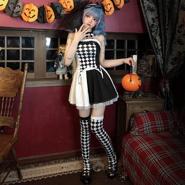 ハロウィン衣装　ハロウィン コスプレ魔女 ハロウィン コスプレ ワンピース ピエロ ドラキュラ レディース 5点セットコスチューム 魔女ハット 大人用 ハロウィン 衣装 仮装 コスプレ 魔女 コスプレ ハロウィーン パーティー 変装 ハロウィンの仮装