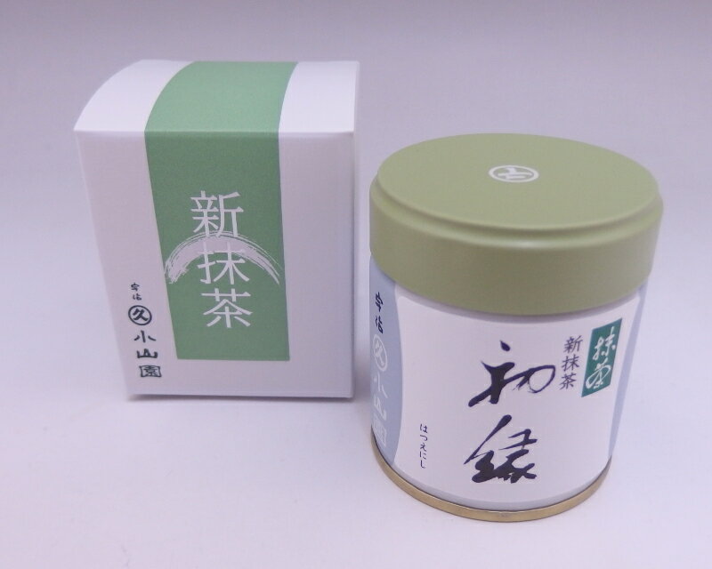 新抹茶 金印『初縁（はつえにし）』40g缶 新茶 カートン付き薄茶 緑茶 パウダー うす茶 国産 京都 宇治 抹茶 小山園 まっちゃ プレゼント 贈り物 ギフト