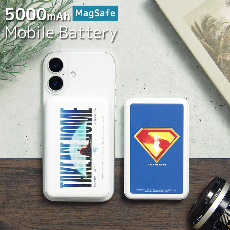(10%OFFクーポン11/27 01:59まで) 【PSE適合品】スーパーマン MagSafe モバイルバッテリー 5000mAh ワイヤレス マグネット式 ...