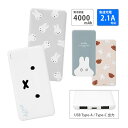 (5/9 20:00〜5/16 01:59 15%OFFクーポン配布) 【PSE適合品】ミッフィー USB typeC typeA モバイルバッテリー 2.1A...