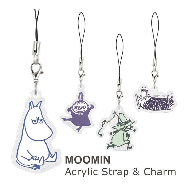 MOOMIN モバイル アクリルストラップ アクリルチャーム 携帯ストラップ スマホ ストラップ ファスナーチャーム かわいい キャラクター 雑貨 ムーミン リトルミイ スナフキン ニョロニョロ ムーミングッズ グッズ