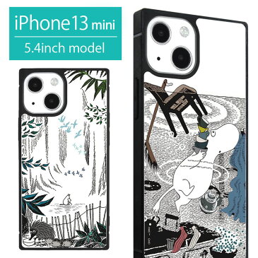 ムーミン iPhone 13 mini スクエア ガラスケース ケース ハードカバー iPhone 12 mini おしゃれ MOOMIN ムーミン谷 北欧 絵本 こども 大人 iPhone13mini スマホケース かわいい グッズ カバー アイフォン iPhone13 ミニ ジャケット