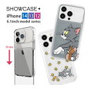 トムとジェリー SHOWCASE+ iPhone14 13 12シリーズ 6.1inchモデル対応 写真やカードが入るケース クリアカバー グレー トムジェリ カメラガード 透明 クリア クリアケー カバー ジャケット アイホン アイホン iPhone 14 Pro