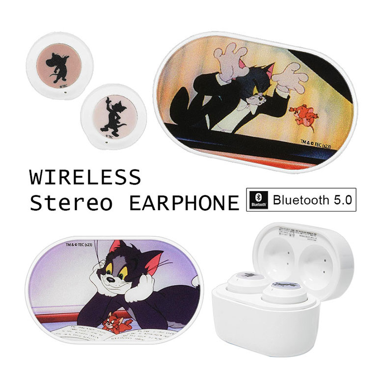 (10%OFFクーポン11/27 01:59まで) トムとジェリー ワイヤレスイヤホン 充電ケース付き Bluetooth 5.0 コードレス キャラクター ト...