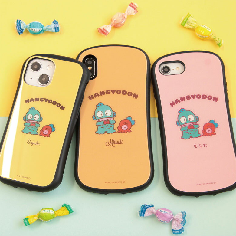 ハンギョドン/サンリオ/sanrio/スマホケース/ガラスケース/iPhoneXS/iPhoneXR/iPhoneXSmax/iPhone11/iPhone11Pro/iPhone8/iPhone7/アイホン/アイフォン/名入れ/推し色/ギフト/プレゼント/女性