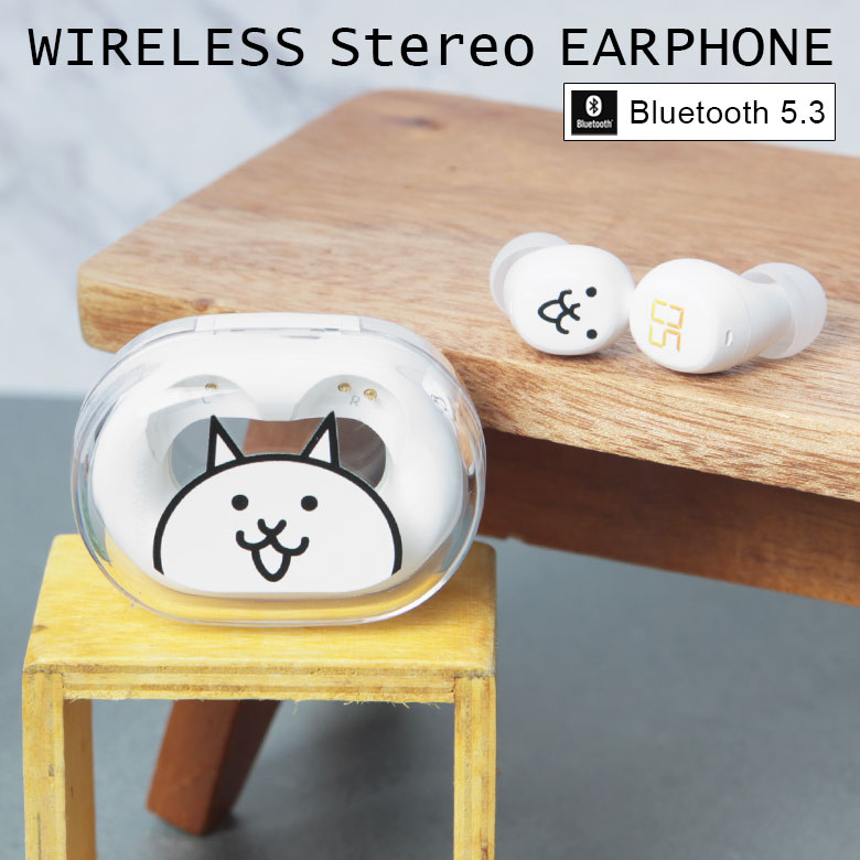 (10%OFFクーポン11/27 01:59まで) にゃんこ大戦争 ワイヤレスイヤホン 充電ケース付き Bluetooth 5.3 コードレス クリアケース ネ...