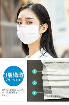 【あす楽対応】 マスク 50枚 在庫あり ウイルスカバー 3層ガードマスク 3個以上で送料無料 3個 送料無料 原価マスク お徳用 50枚 3層 99%ウィルスカット 高品質 フィット ウイルス飛沫 ハウスダスト かぜ 花粉 ※ 日本製 ではありません。 使い捨てマスク