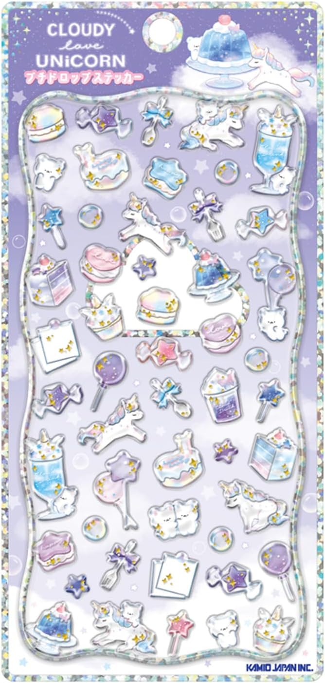 樂天商城 - カミオジャパン ステッカー プチドロップステッカー CLOUDY UNICORN 226225 しーる シール交換 平成女児 立体 ぷっくり キラキラ