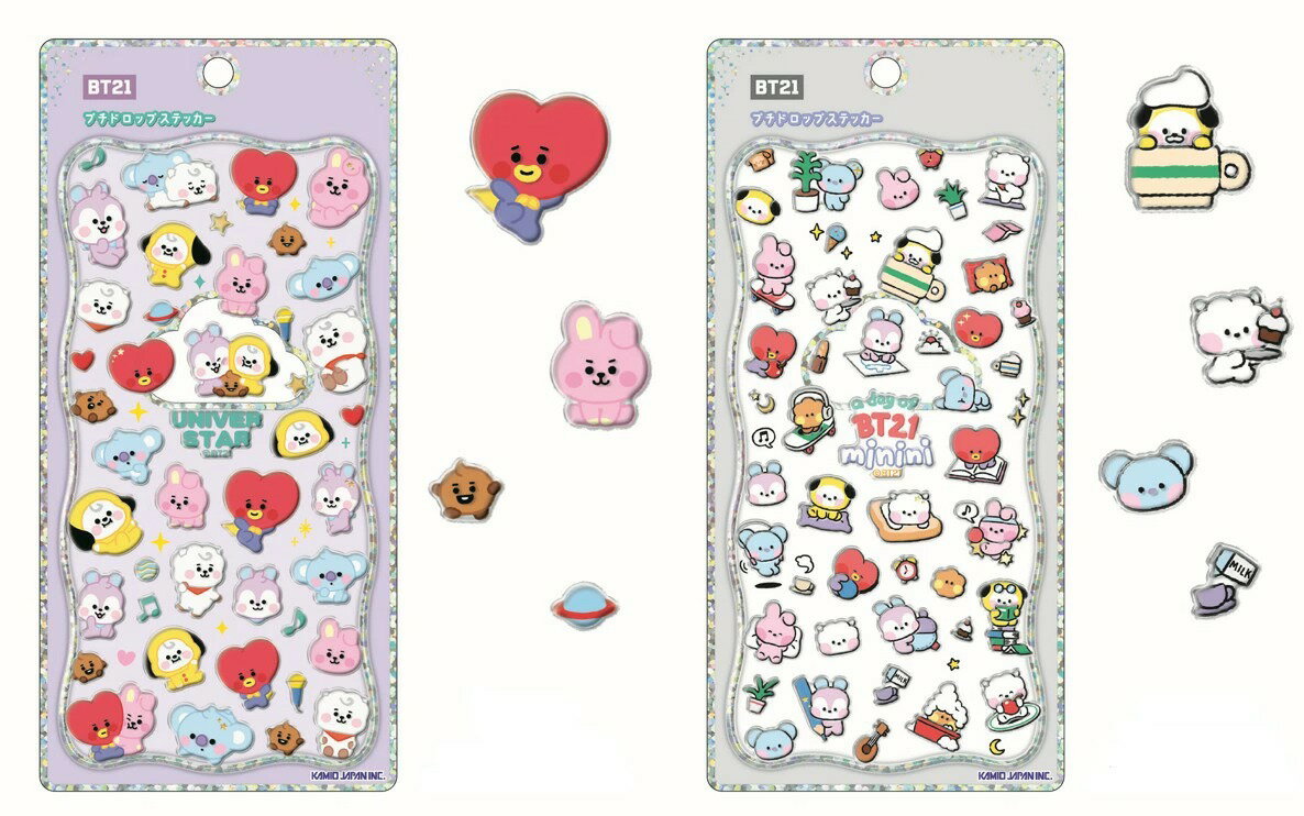 Rakuten - カミオジャパン プチドロップステッカー BT21 229484 229485 シール 立体 ぷっくり