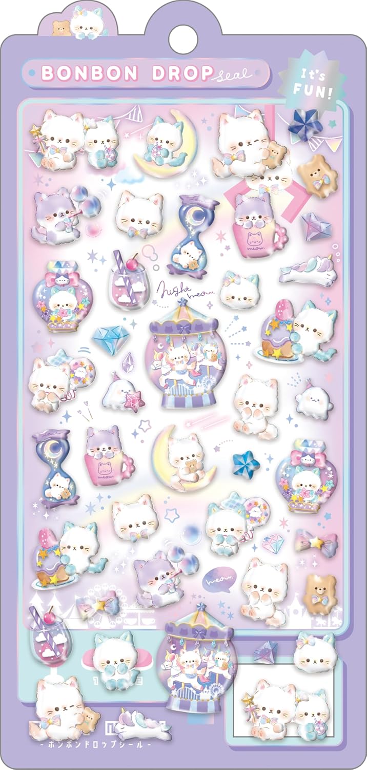 樂天商城 - クーリア ボンボンドロップシール ナイトミャウ 01150 立体 ぷっくり 猫 ネコ しーる ボンドロ
