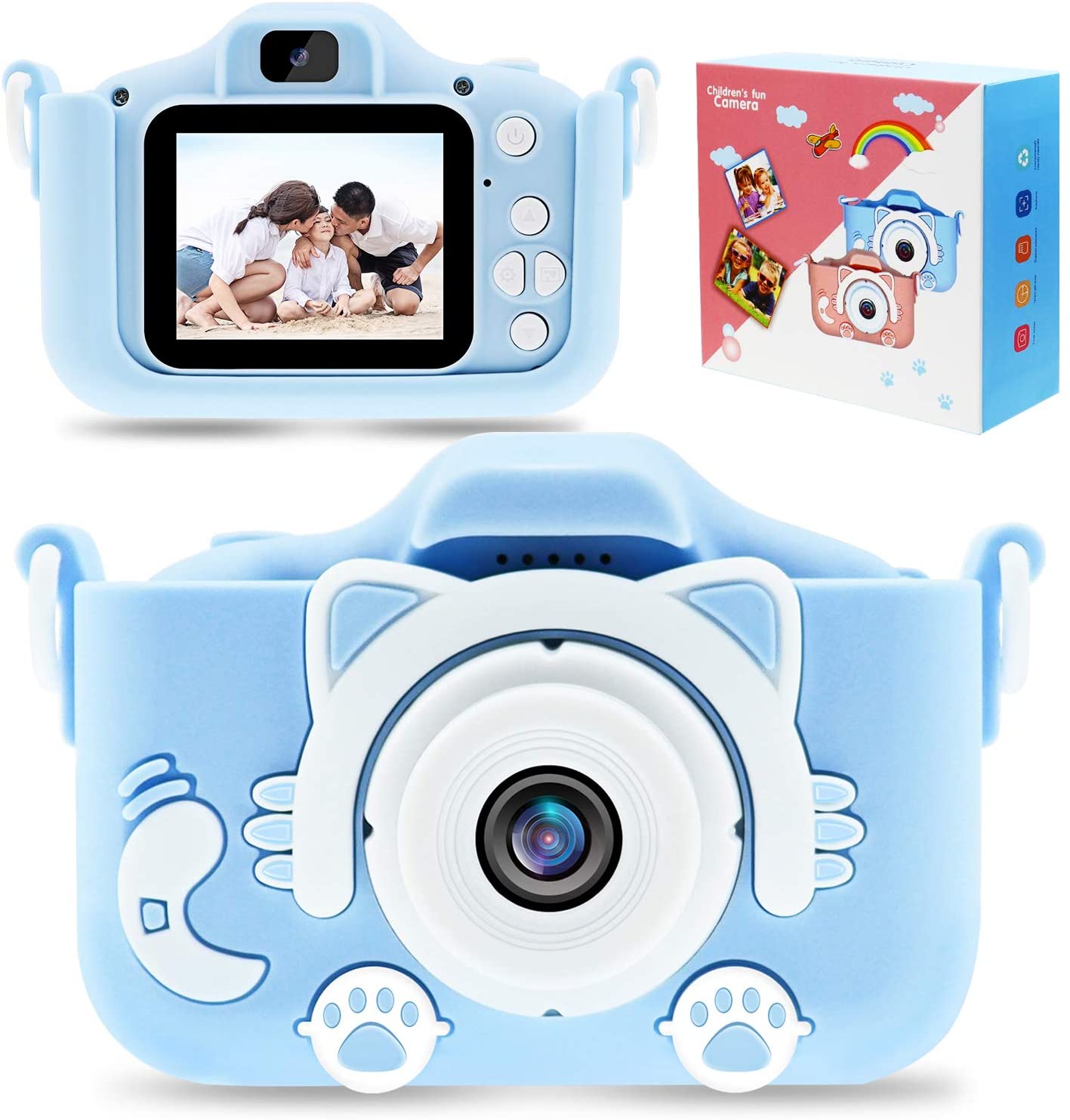 子供用デジタルカメラ 子供プレゼント 子供カメラ 写真 動画 連写 2000万画素 可愛猫カメラ2.0インチ 多機能 USB充電 子供の日 誕生日 知育 教育 男女兼用 トイカメラ 日本語説明書付き（32GSDカート付き）のサムネイル