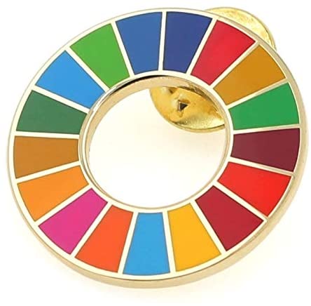 SDGs バッジ ピンバッチ バッヂ「国連公式最新仕様」留め具 金色 疑似七宝 エスディージーズ (1個)