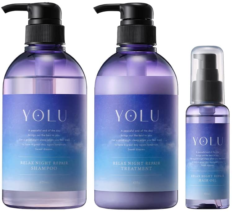 ［セット買い］YOLU(ヨル) リラックスナイトリペア3点セット シャンプー・トリートメント ・ヘアオイル 475ml+475g+80ml 濃密ナイトケア スリークナイトケア処方 美容液成分配合