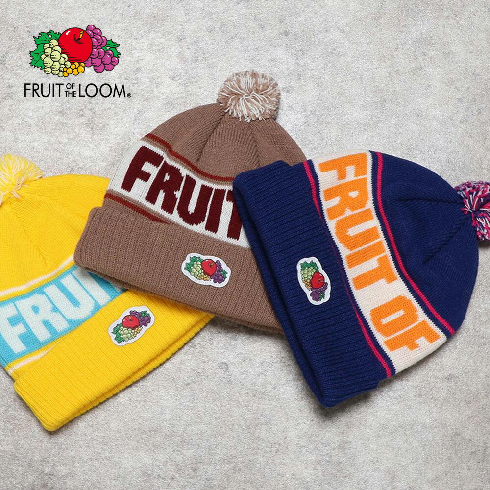 クーポン利用で更に20%OFF★40%OFF★3,979円以上で送料無料【FRUIT OF THE LOOM】KIDS BON BON KNIT WATCH/全3色 キッズ 帽子 ニット帽 ワッチ ロゴ イエロー ベージュ ネイビー ギフト プレゼント 14853600 フルーツオブザルームのサムネイル