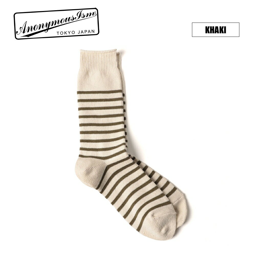 ★SALE価格10％OFF★【ANONYMOUSISM】コットンボーダークルーソックス/全4色 メンズ グッズ 靴下 アウトドア カジュアル