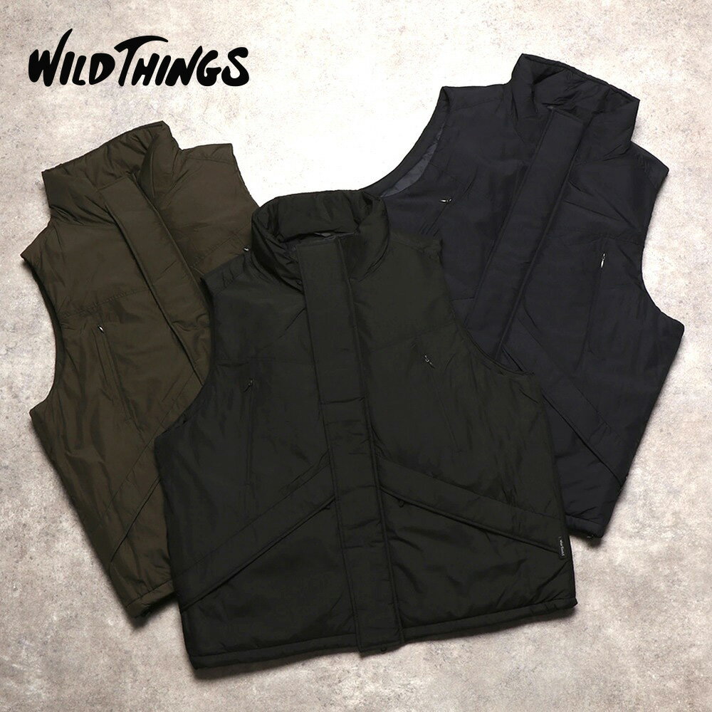 《SALE価格10%OFF》【WILD THINGS】MONSTER VEST WT21215SN/全3色 メンズ アウター ベスト 無地 カーキ ブラック ネイビー ギフト プレゼント 55448200 ワイルドシングス