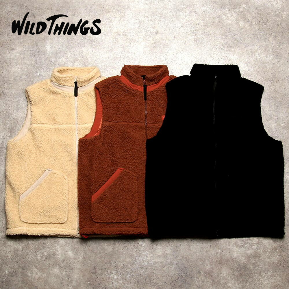 《SALE価格30%OFF》【WILD THINGS】FLUFFY BOA VEST WT21237KY/全3色 メンズ アウター ベスト 無地 ベージュ ブラック ブラウン ギフト プレゼント 55448400 ワイルドシングス