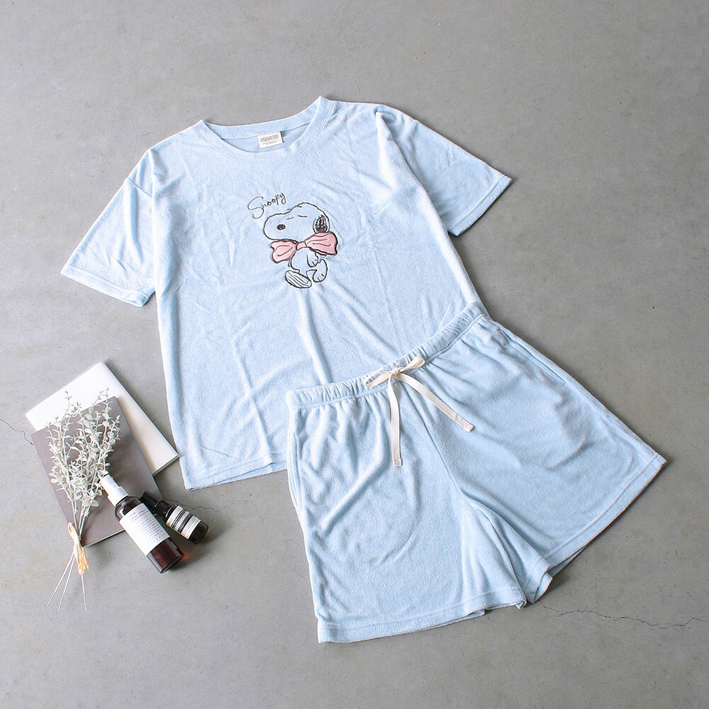 【PEANUTS】スヌーピーおめかし刺繍ルームウェア/全2色 セットアップ パジャマ 部...