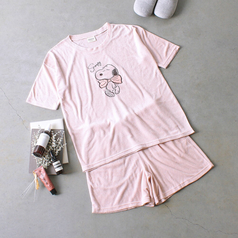 【PEANUTS】スヌーピーおめかし刺繍ルームウェア/全2色 セットアップ パジャマ 部...