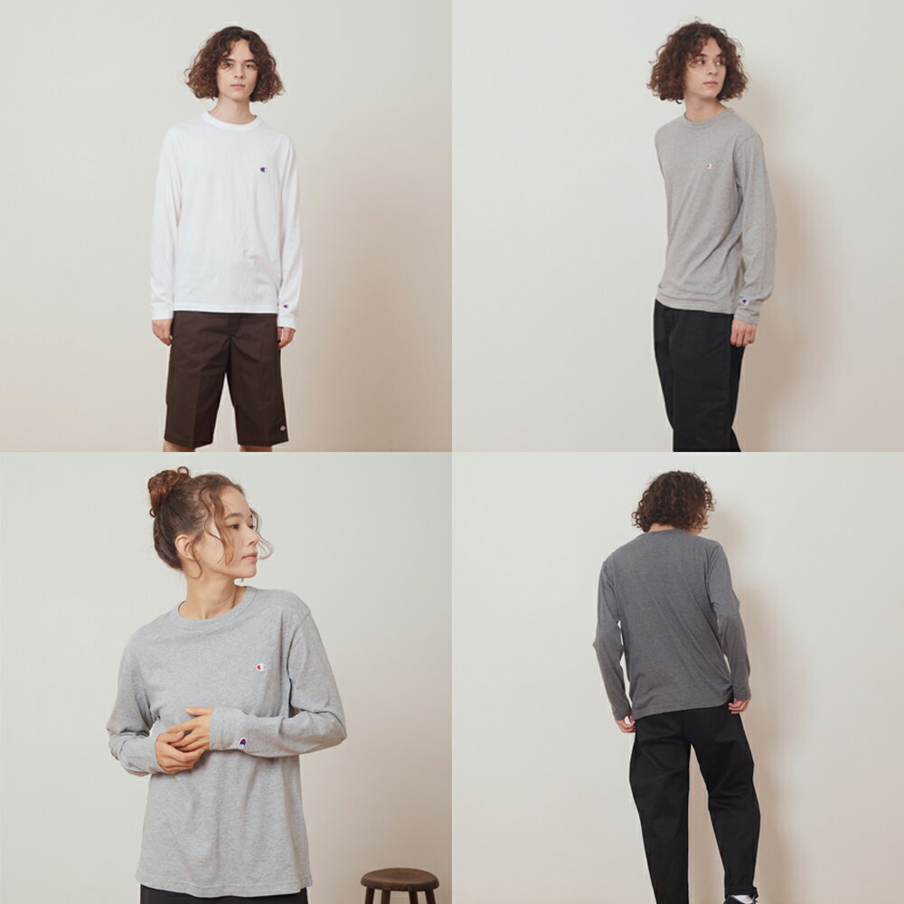 【Champion】チャンピオン C3-P401 ワンポイント刺繍 無地ロンT/全2色Tシャツ 長袖...