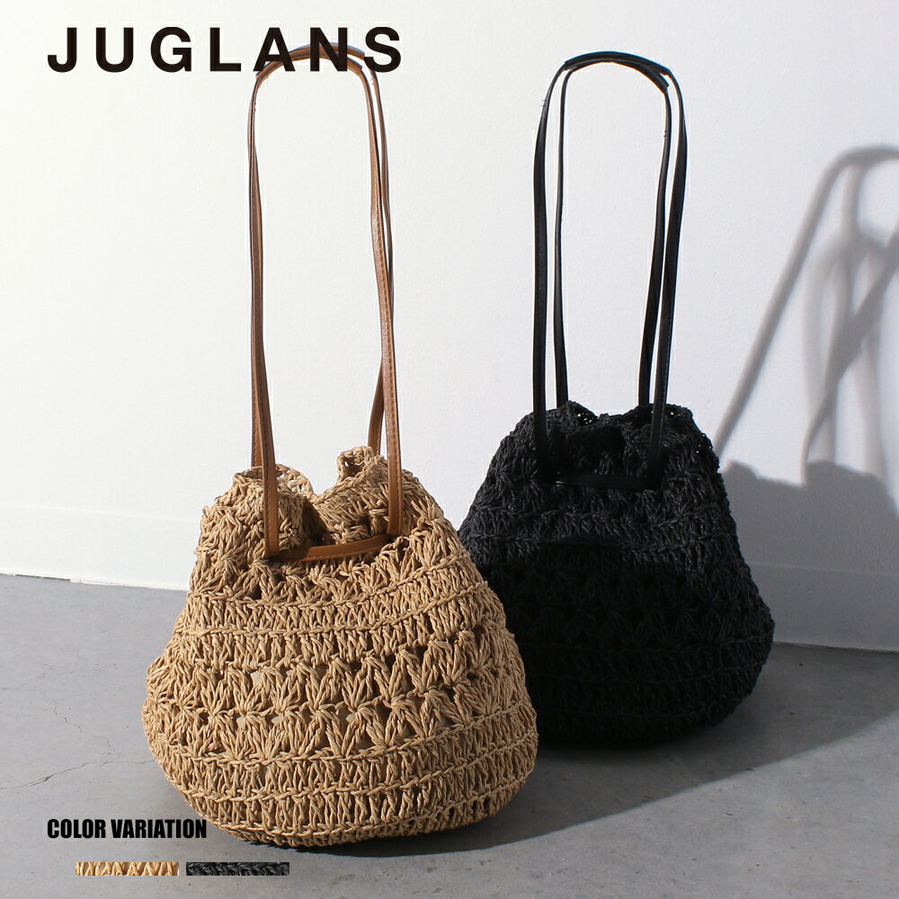 《SALE価格20%OFF》【JUGLANS】ペーパー巾着バッグ/全2色 バッグ 巾着バッグ おしゃれ かわいい カジュアル 夏 お出掛け レディース ブラウン ブラック 茶 黒