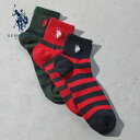★SALE価格20%OFF★【U.S. POLO ASSN.】Q. ボーダー USPA 刺繍/全1色 ソックス 靴下 クォーター丈 シンプル ボーダー ロゴ 刺...