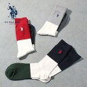 ★SALE価格20%OFF★【U.S. POLO ASSN.】C.切り替え USPA 刺繍/全1色 ソックス 靴下 クルー丈 シンプル 切り替え ロゴ 刺繍 3...
