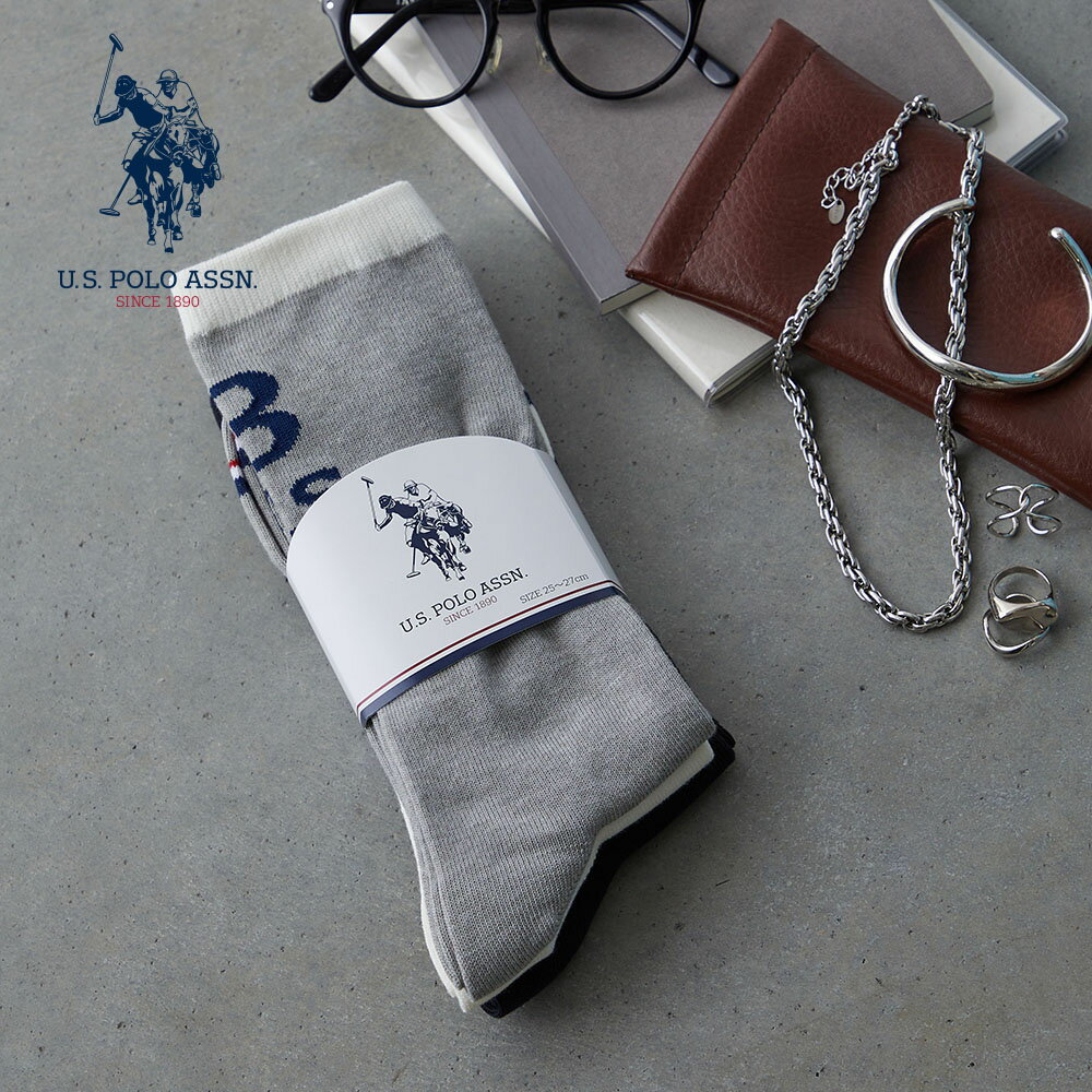 《SALE価格10%OFF》【U.S. POLO ASSN.】C.つま先ライン足首 USPA3P/全1色 ソックス 靴下 アソート クルー丈 ロゴ シンプル おしゃれ スニーカー ローファー メンズ