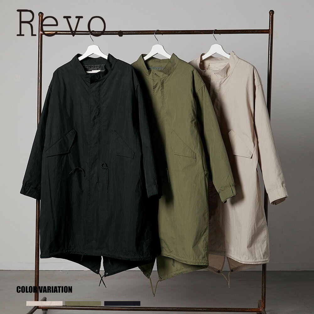 《SALE価格20%OFF》【Revo.】CN ツイルフードキルトライナー着脱　スタンドモッズコート/全3色 アウター 秋 冬 防寒 かわいい おしゃれ ヴィンテージ メンズ