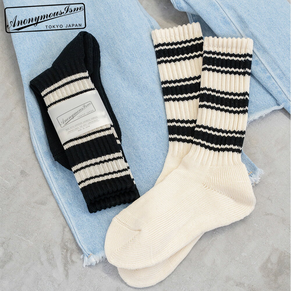 乐天商城 - 〈SALE価格20％OFF〉【Anonymousism】L/G Stripes Pile Crew/全2色