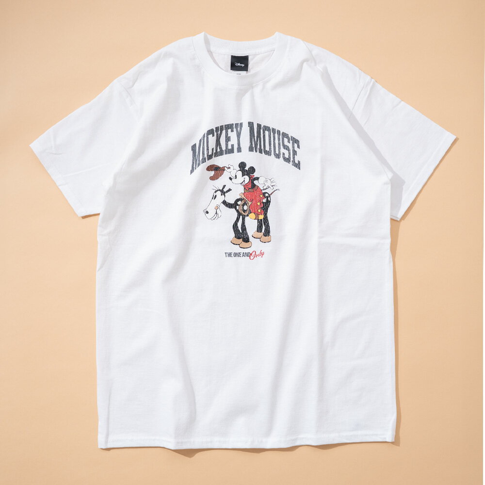 乐天商城 - 〈SALE価格30％OFF〉【Disney】カウボーイミッキー ライディング プリントTシャツ WHITE/全1色